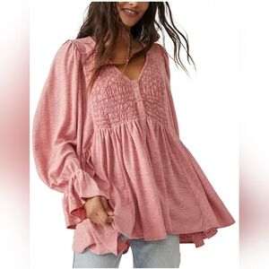 Free People "Don't Call Me Baby " thermal tunic mini dress Combo Top